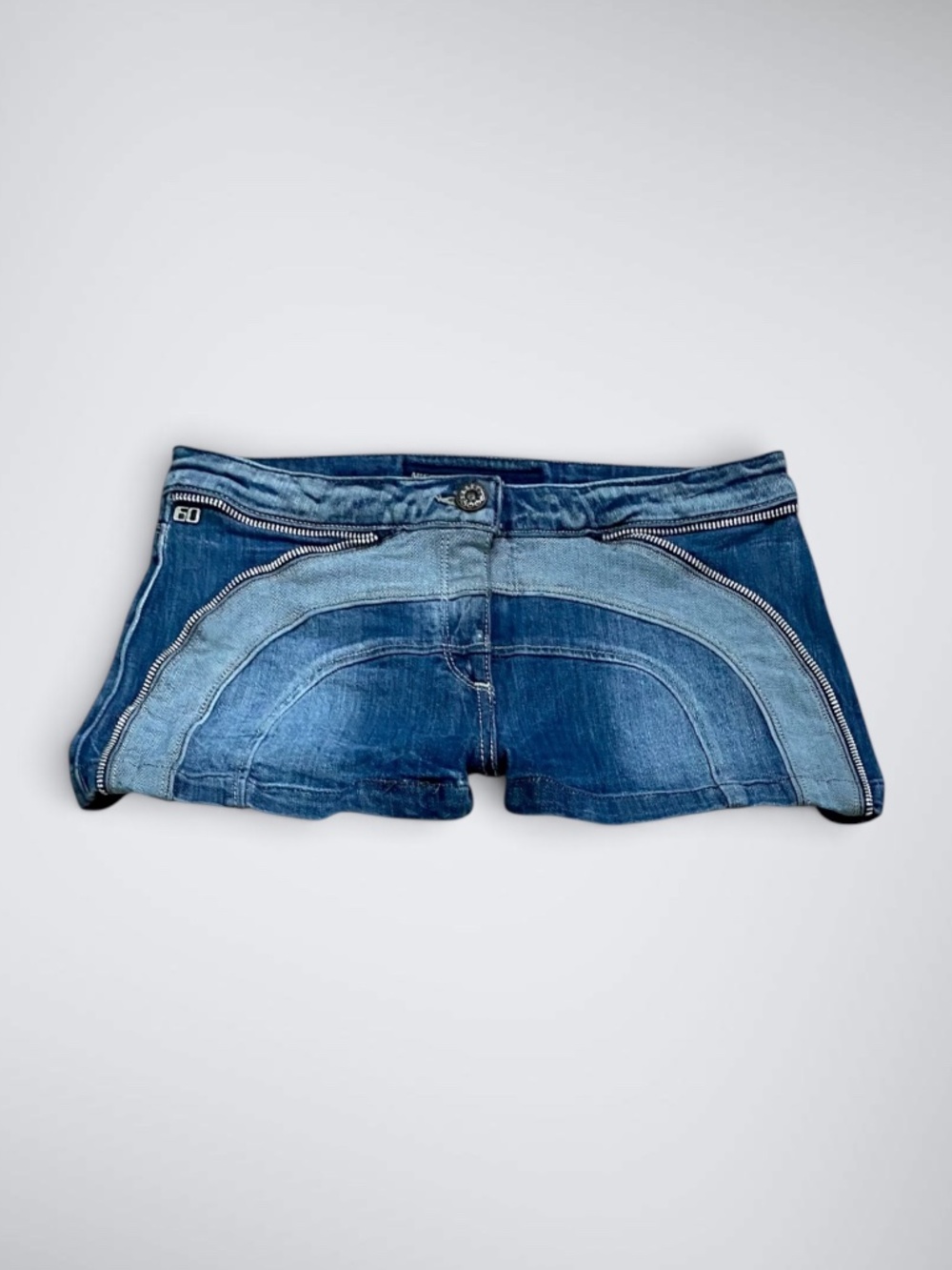 VTG Y2k Miss Sixty Avant-Garde Arched Micro Denim Mid Rise Shorts